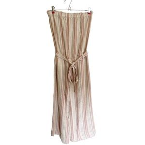 Cloth & Stone linen blend striped belted jumpsuit raw hem